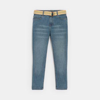 جينز بوي فريند مغسول باللون الأزرق للفتيات